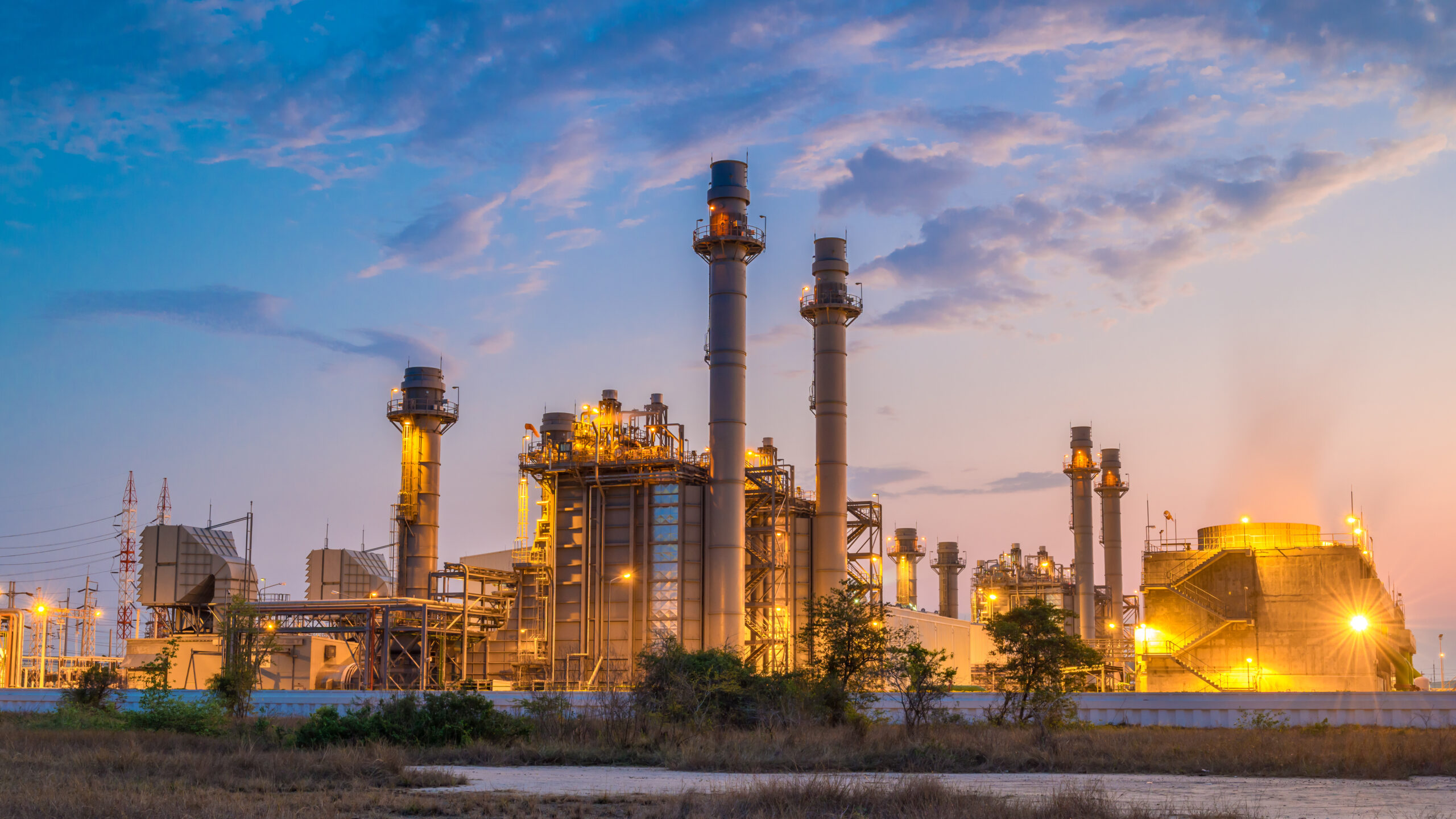 industrial plant at sunset