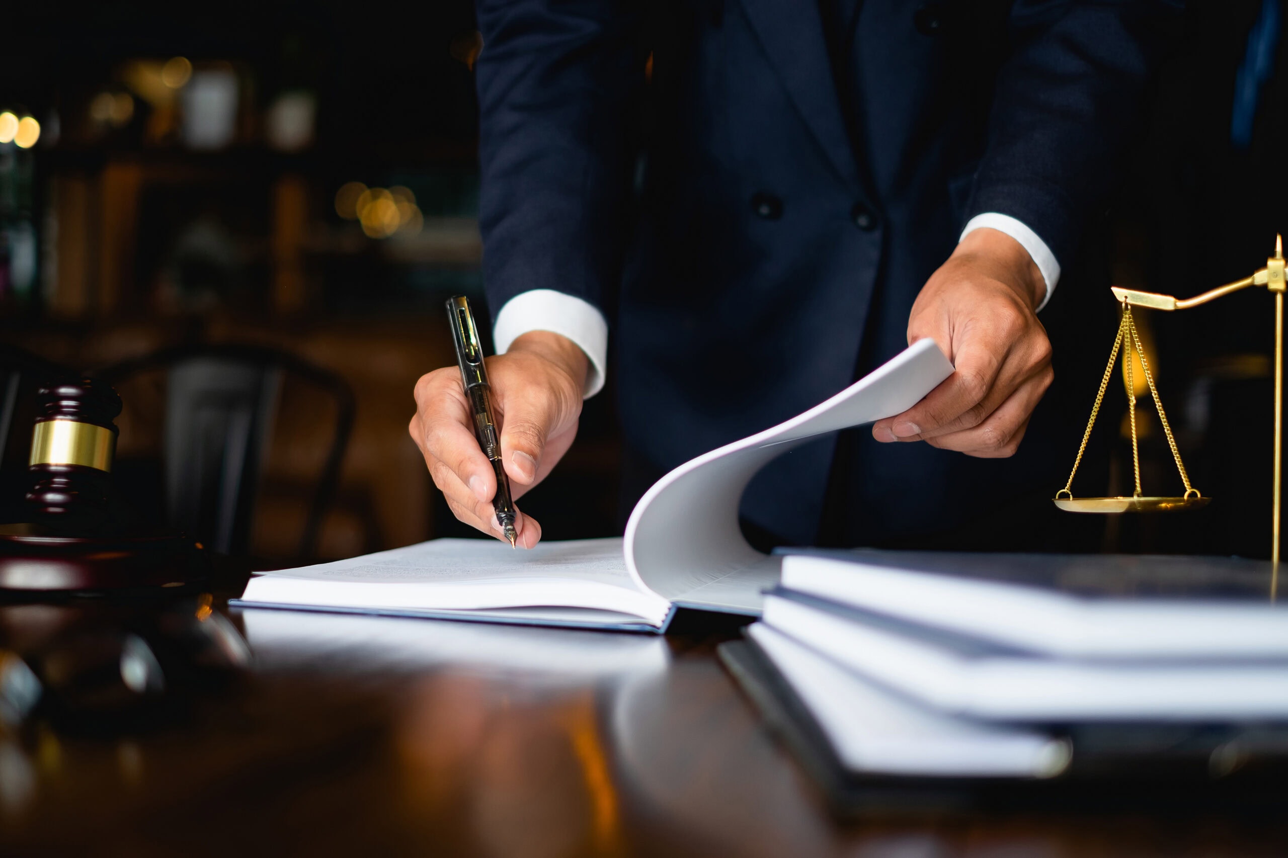 Close up lawyer working on a document