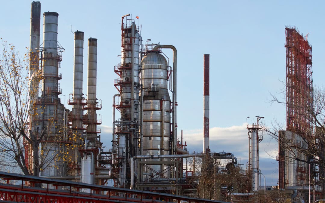 chemical plant with rusty pipes