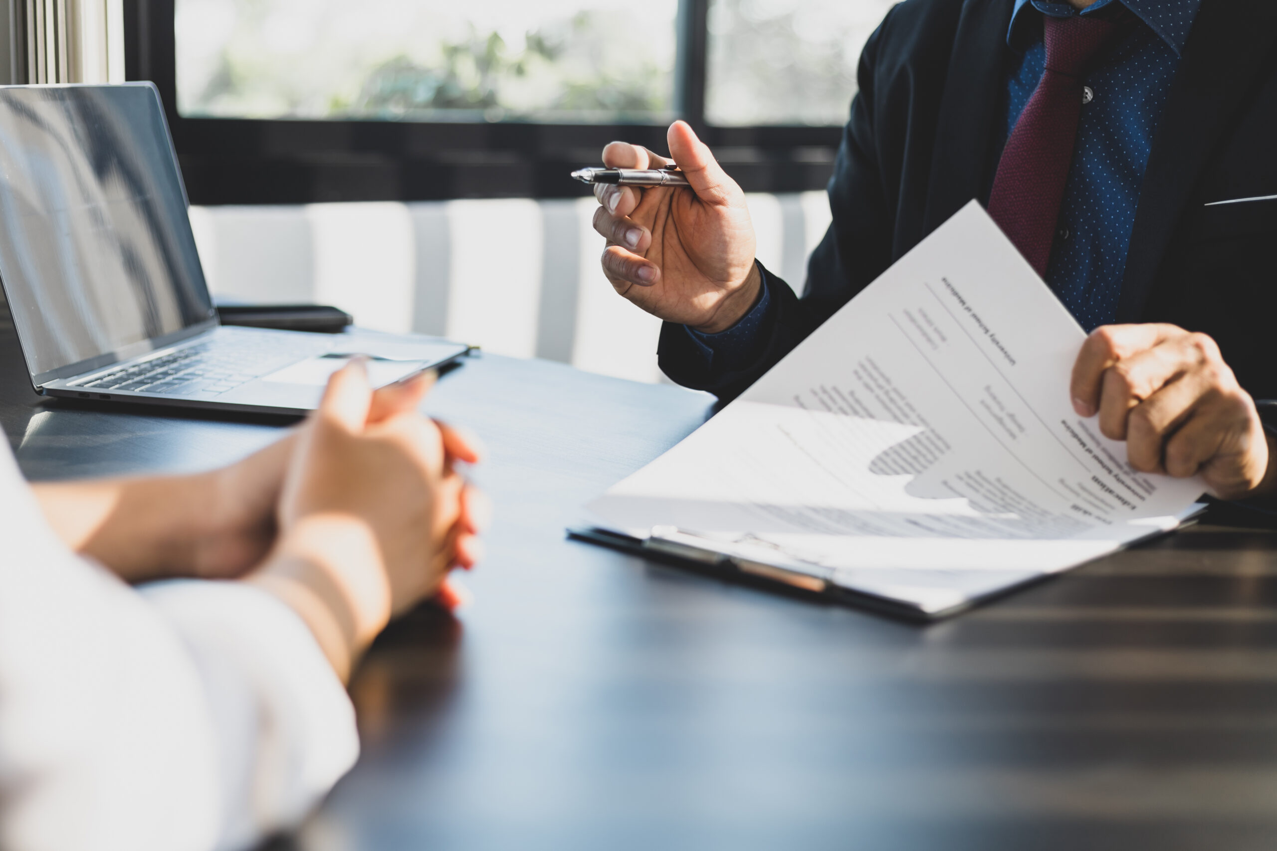 Person meeting with attorney